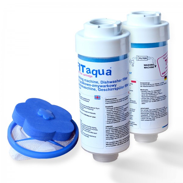 2x FitAqua Wasserfilter für Waschmaschine, Spülmaschine, Fusselsieb