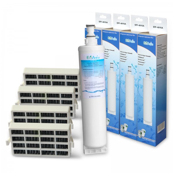 4x ECOPURE EFF-6015A Wasserfilter f. Whirlpool 4396510 + 4 Hygienefilter