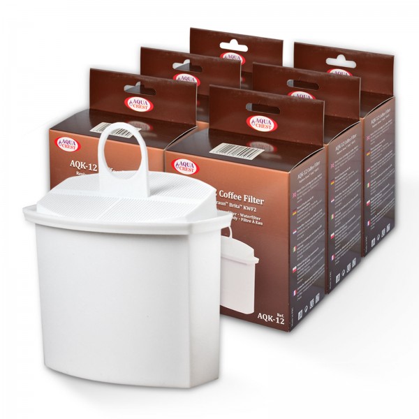 6x Wasserfilter für Braun Kaffeemaschinen, AquaCrest AQK-12