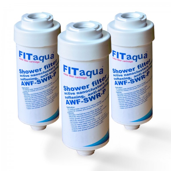3x Duschfilter FitAqua, Wasserfilter zum Wohle Ihrer Haut AWF-SWR-P