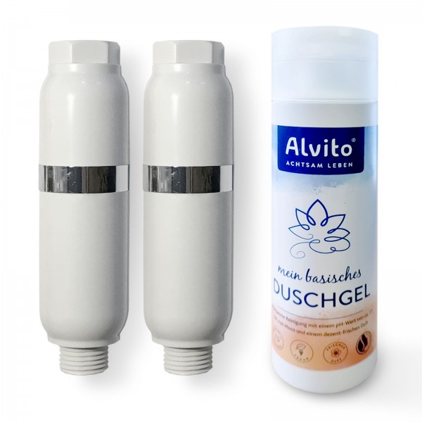 2x SPA shower filter Inline White, free 1x Alvito shower gel 200 ml Ph-neutral